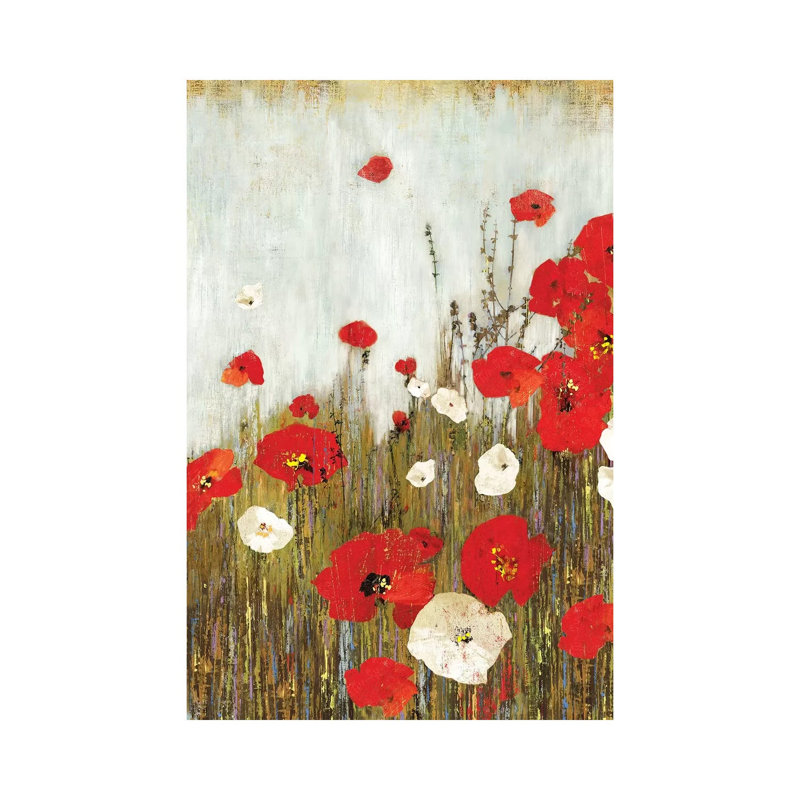Scarlet Poppies by Asia Jensen - Wrapped Canvas Print, 20.32 cm H x 30.48 cm W