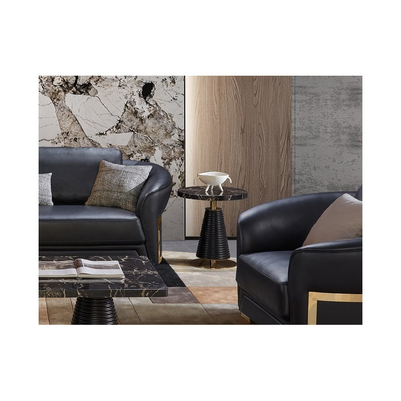 Sofa, Black Genuine Leather