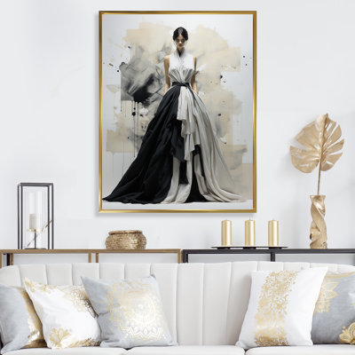 Minimaliste noir et blanc chic, robe II - art mural Dior