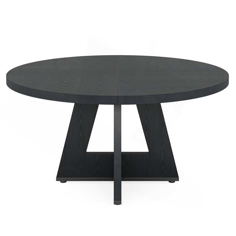 TribeSigns 47" Round Farmhouse Dining Table, Black