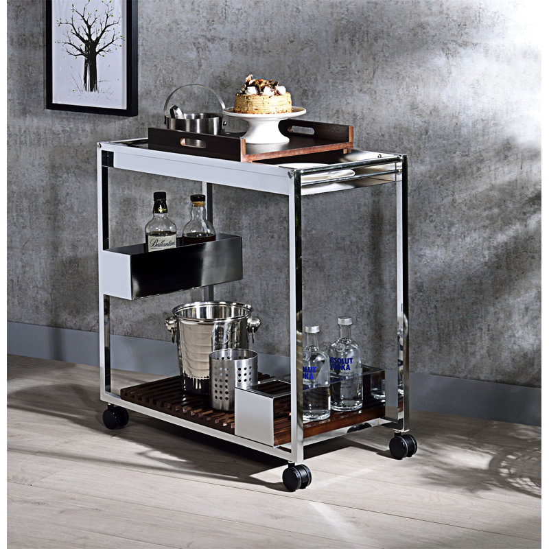 Myersville Rectangular Bar Cart in Chrome