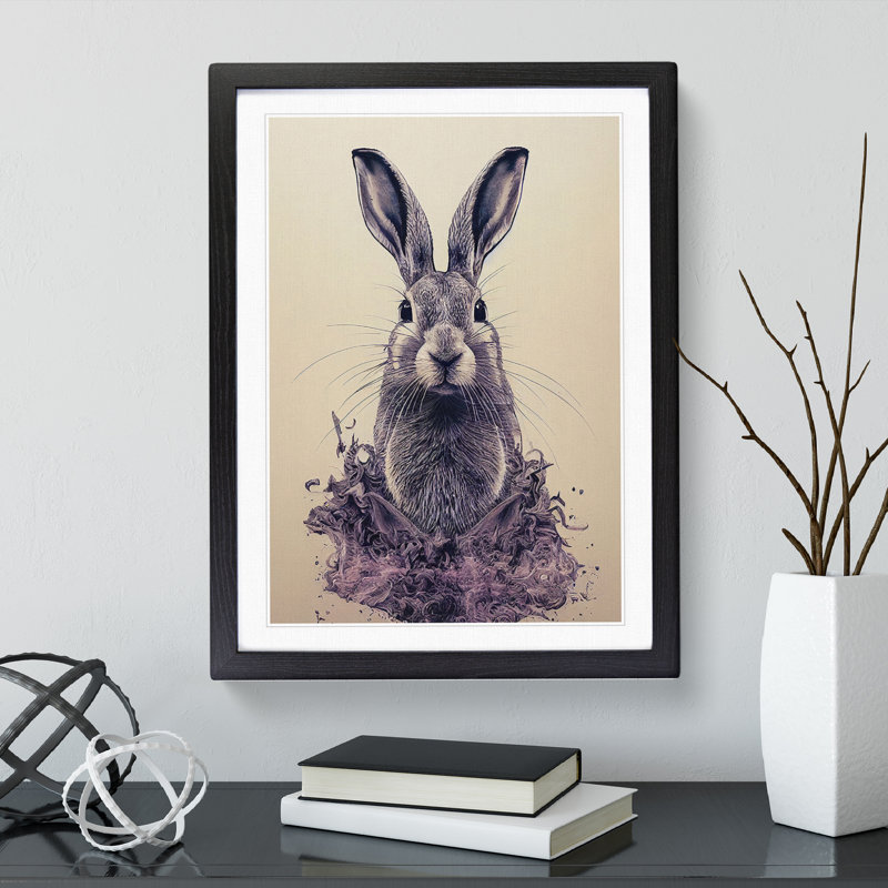 Mysterious Hare - Framed Print, Black, 64cm H x 46cm W x 2cm D
