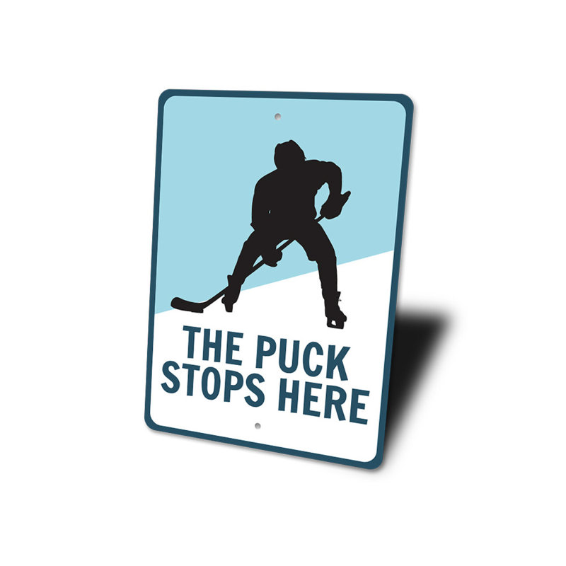 Plaque en aluminium Puck Stops Here, H 14 po x l 10 po x P 0,04 po