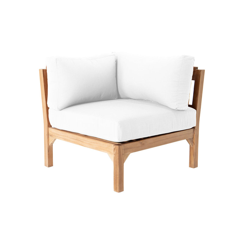 Monterey Outdoor Teak Conversation Set, 5 Pcs:  Sectional,Chair,Cushion,Table,Ottoman, Navy