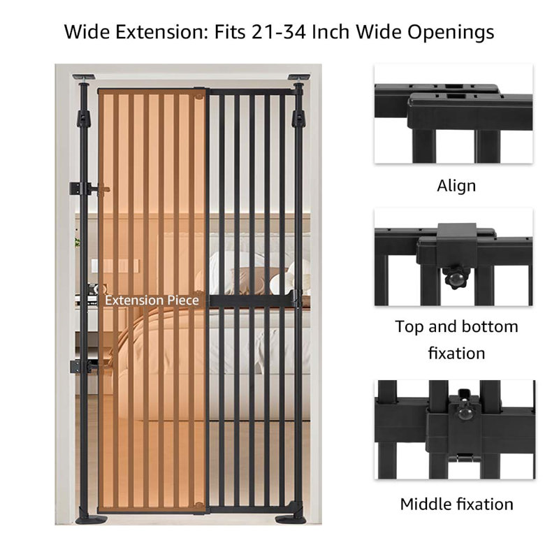 Extra Tall Pressure-Fit Cat Gate with Auto-Close Door, 249cm (191cm) H x 86cm(53cm) W