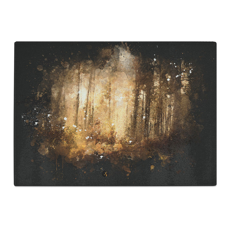 Tempered Glass Forest in an Orange Glow Chopping Board, 20 cm x 28.5 cm