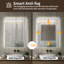 Miroir de salle de bain 24 * 32 "avec lumières à DEL avant et rétro-éclairé, miroirs de salle de bain anti-buée pour montage mural, 3 couleurs et 5 niveaux à intensité variable, horizontal / vertical