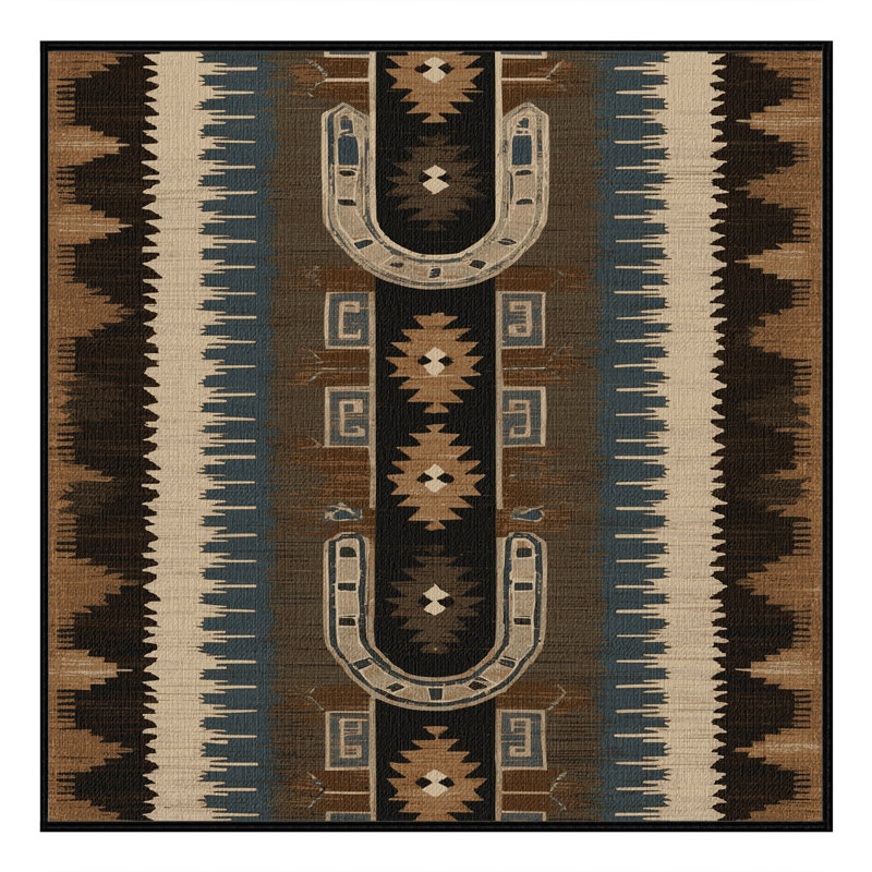  Tapis lavable à motif de fer à cheval du Sud-Ouest, Carré 4 pi