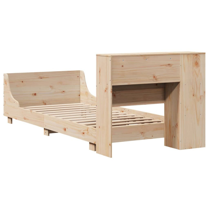 Bed Frame Without Mattress Solid Wood Pine, 90 x 200 cm, Natural