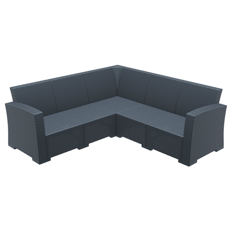 Mcchesney 5 - Person Modular Patio Conversation Set with Cushions, Dark Gray