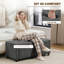 Storage Ottoman, Upholstered Corduroy End of Bed Bench, Beige-1137683113