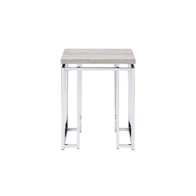 Table de bout en chêne naturel et chrome Chafik