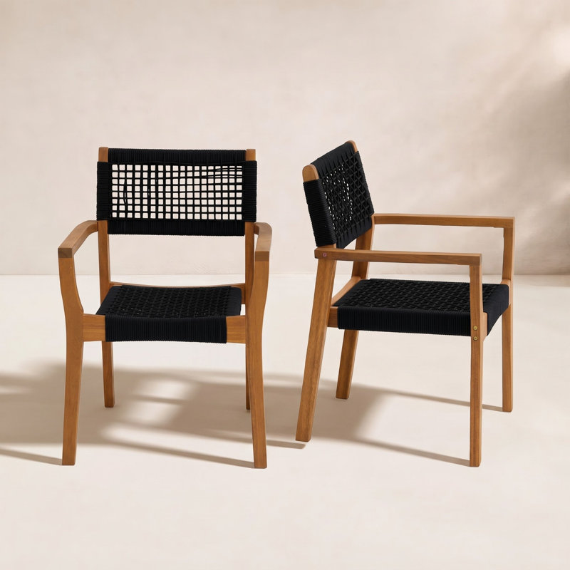 Chaise de salle à manger d'extérieur Bennett, Noir