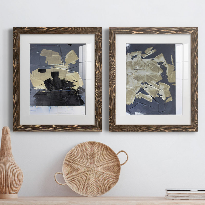 Reproduction encadrée Gold II, Papier, cadre noyer, H 20 po x l 17 po x P 1 po, Blanc