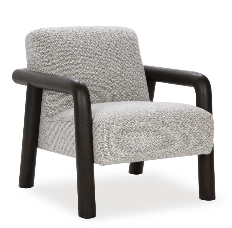 Fauteuil d'appoint en tissu Reyna, Gris sergé, Noir
