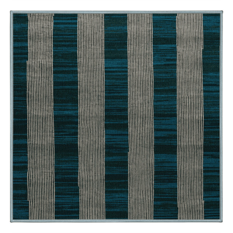 Tapis bleu à carreaux lavable à la machine, Carré 5 pi