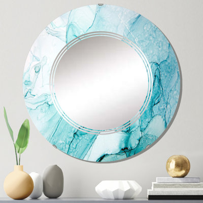 Turquoise Ink Universe - Miroir mural moderne