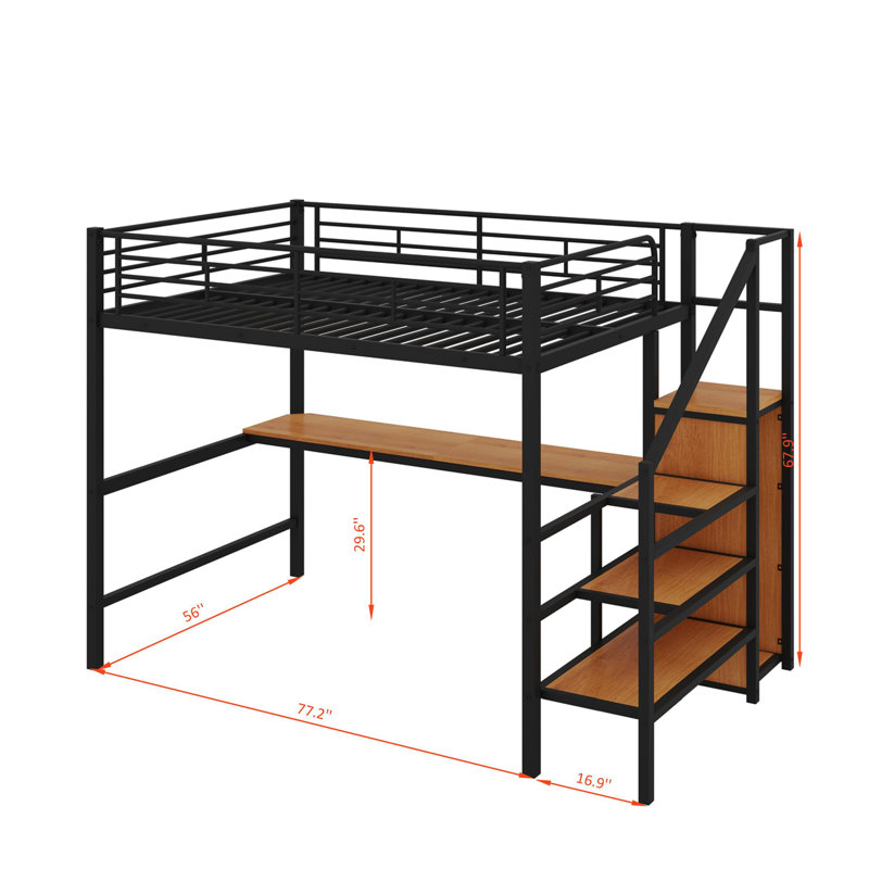Kids Full Loft Bed, Black