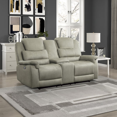 Causeuse inclinable double en microfibre de 74 po avec appuie-tête électriques Kadance
