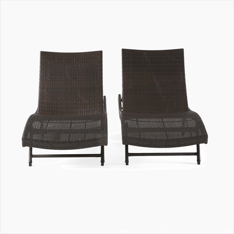 CHAISE EN PE WICKER, Brun