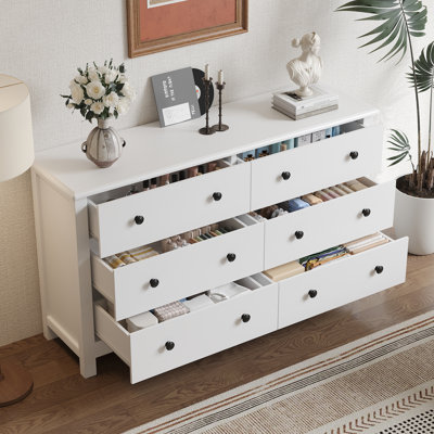 Commode 6 tiroirs blanche, l 47,25 po