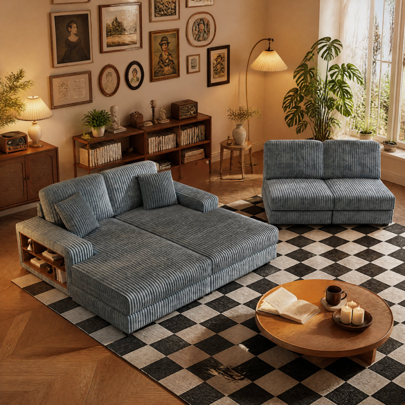 " Corduroy Sofa, Loveseat, Grey