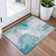 Machine Washable Indoor/Outdoor Xhevrie Turquoise Rug