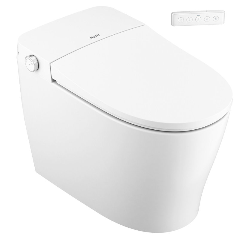 White Elongated One-Piece Smart Toilet with Remote