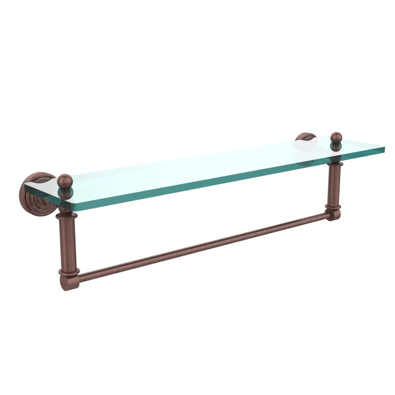 Beresford Bracket Shelf with Towel Bar, 22" W x 5" H, Antique Copper