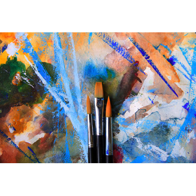 Closeup Of Brushes - Wrapped Canvas Print