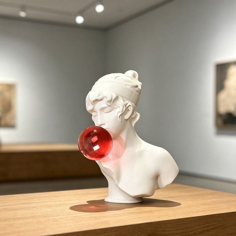 Objet décoratif en résine représentant une femme blanche avec acrylique, Red