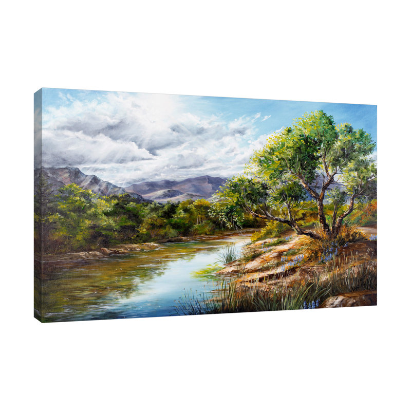 «Verde River Reflections» par Millwood Pines - impression sur toile tendue, H 24 po x l 36 po x P 1,5 po