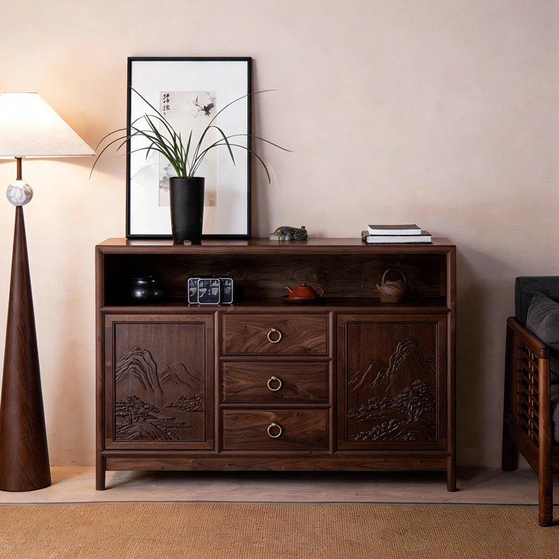 Buffet luxueux rétro de style chinois, 38.5" H x 51.1" W x 16.9" D