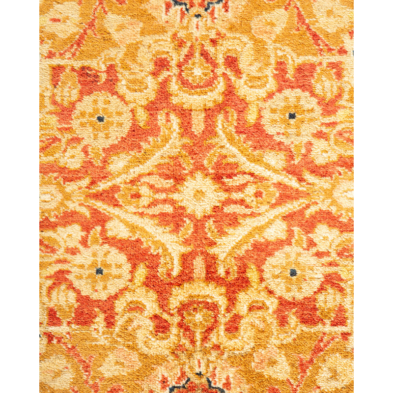 Tapis unique en laine noué à la main 6 pi 2 po x 8 pi 10 po nouvel âge Hayner - jaune / orange / rouge