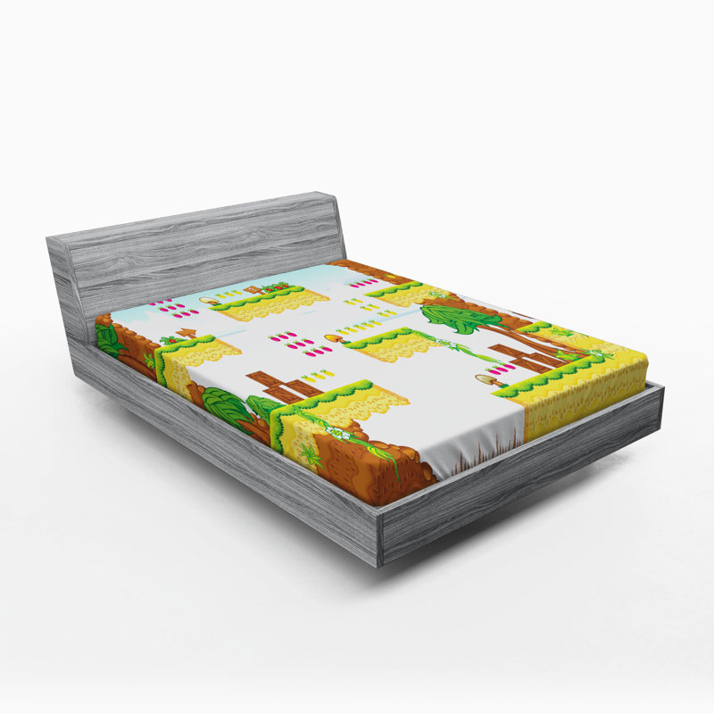 Video Games Microfiber Fitted Sheet, Queen Fitted Sheet