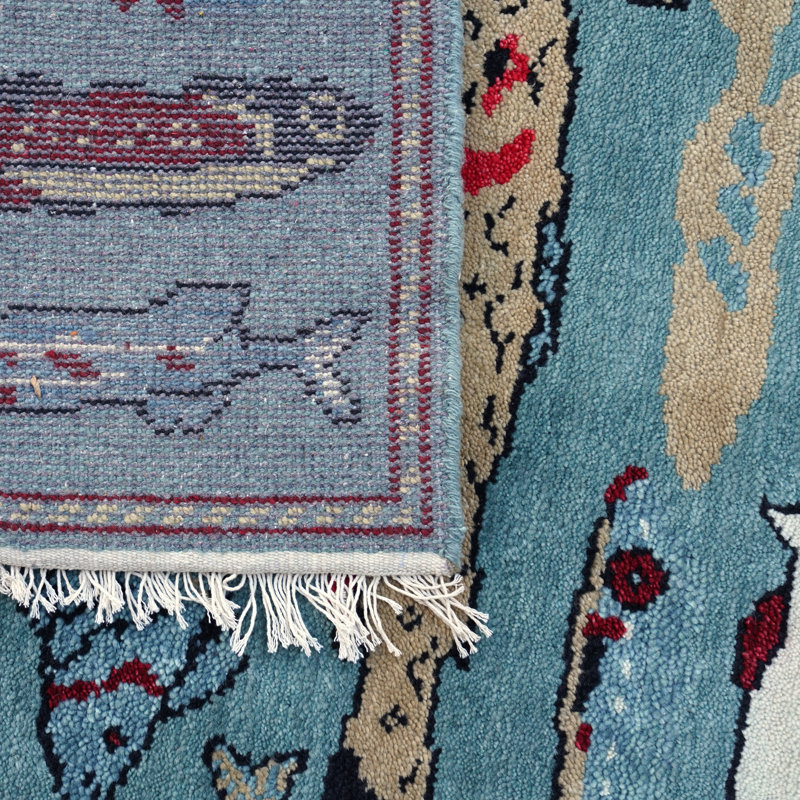 Fish Design Wool Area Rug