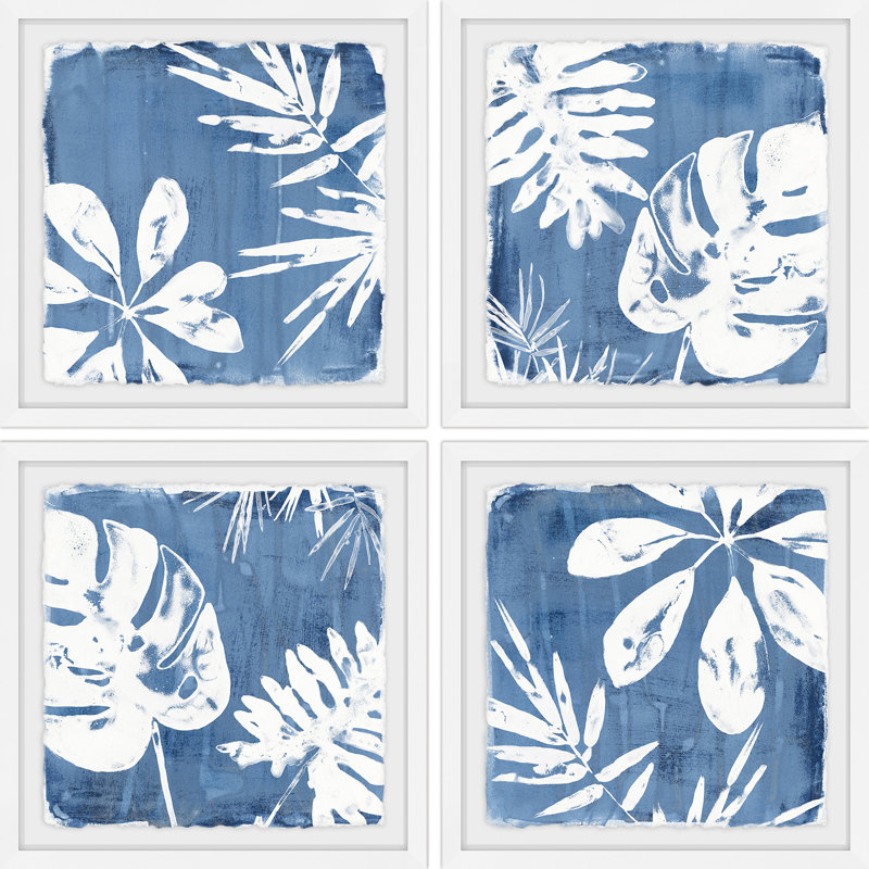 Tropical Indigo Impressions Quadrupych - ensemble de 4 reproductions de cadres photo, H 12 po x l 12 po x P 1,5 po