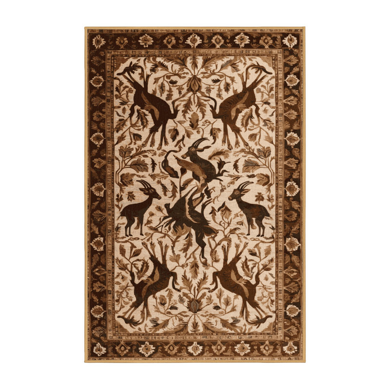 Tapis brun lavable à la machine, Rectangulaire 7 pi x 10 pi