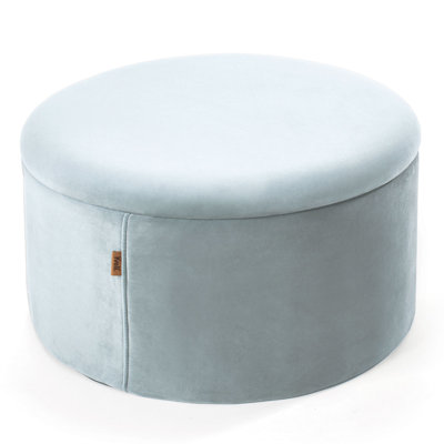 Repose-pieds rond en velours avec rangement de 22 po de largeur