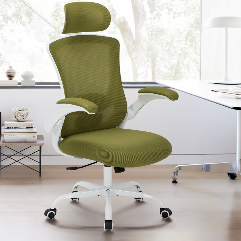 Chaise de travail ergonomique en maillage, Kaki, Blanc