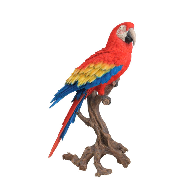 Large Scarlet Macaw Polystone Indoor/Outdoor Statue