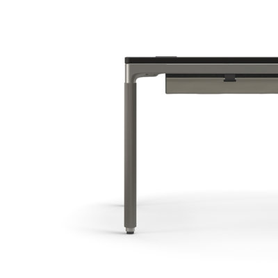 eFloat Quattro, Sit-Stand Desk with Carbon Base, Carbon Painted Wood Top, and Salzburg Leather Cable Manager