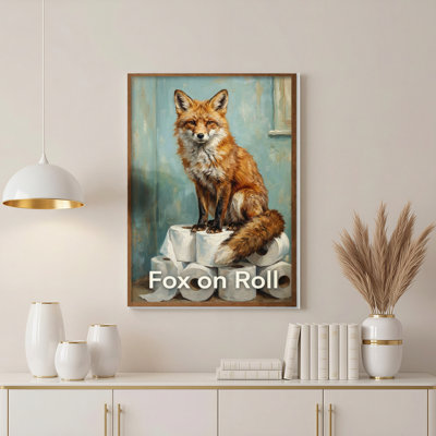 Renard sur rouleau, ensemble de 1 reproduction d'art sur toile tendue