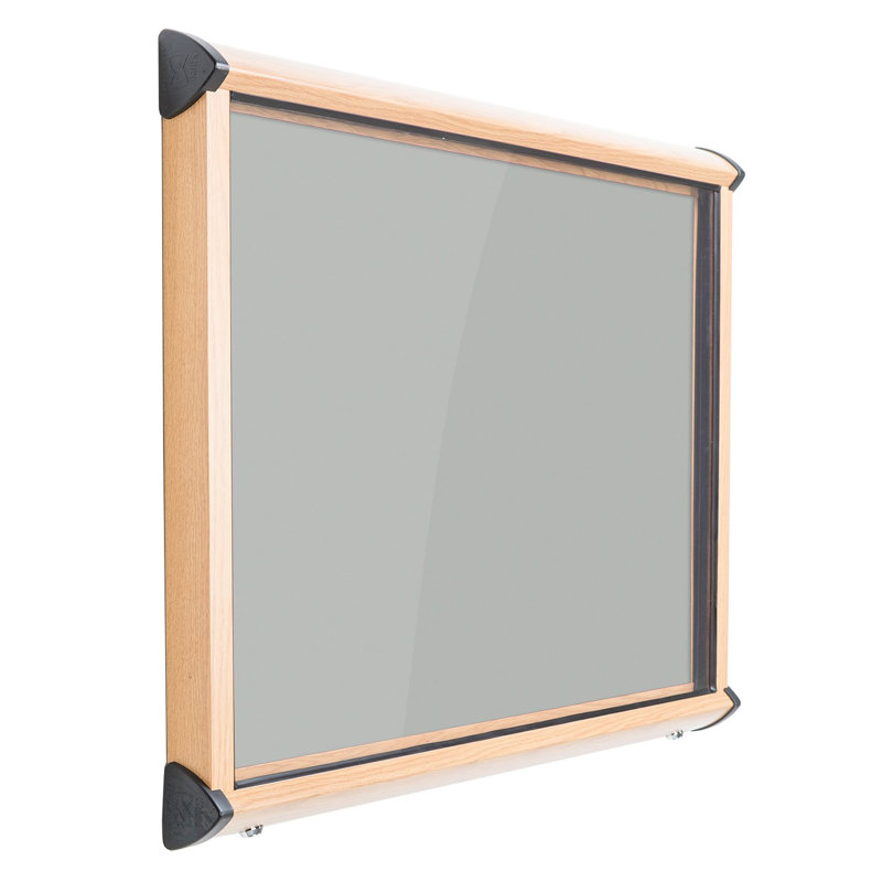 Shield Wood Effect Exterior Showcases Wall Mounted Bulletin Board, Light Grey, 75cm H x 53.7cm W