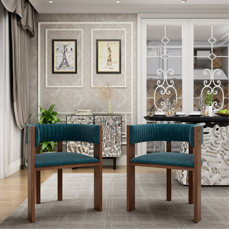 Chaise de salle à manger unique en bois à dossier courbé avec coussin de protection convenant à la cuisine ou à la salle à manger (ensemble de 2)