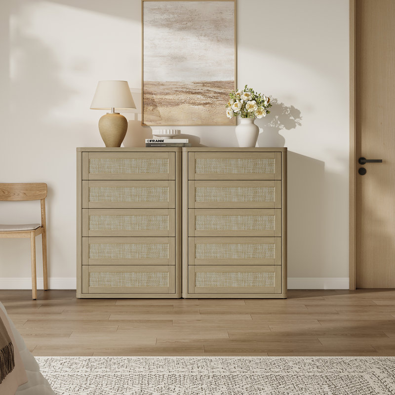 Commode 5 tiroirs Consiglia, Chêne ambré, 2