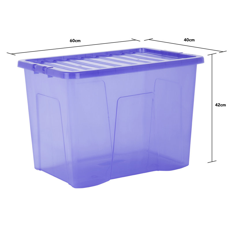 Wham Wham Crystal 80L Plastic Storage Boxes Tint Dusky, Blue