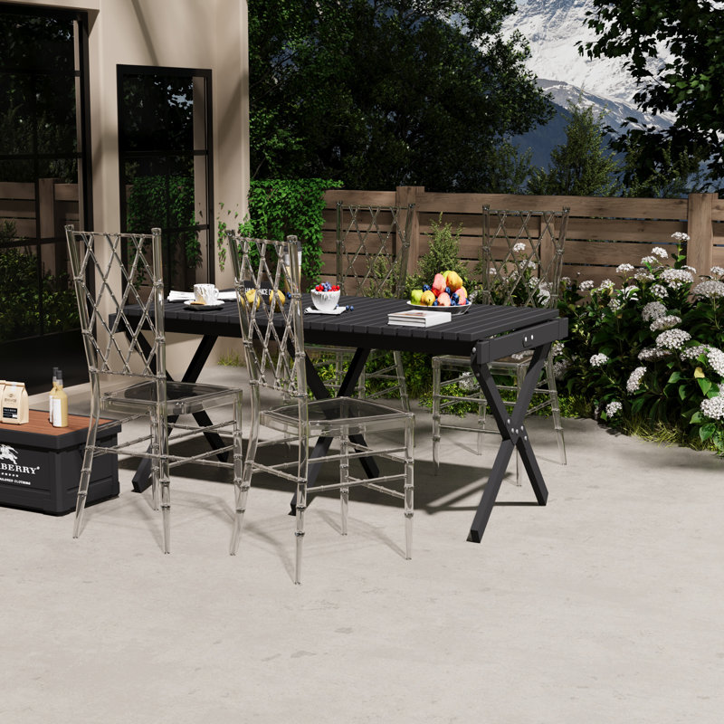 Stackable Modern Acrylic Dining Chair Set - Industrial Transparent Bistro Chair for Small Spaces, Humidity-Resistant Base for Basements & Patios,  Indoor/Outdoor Use