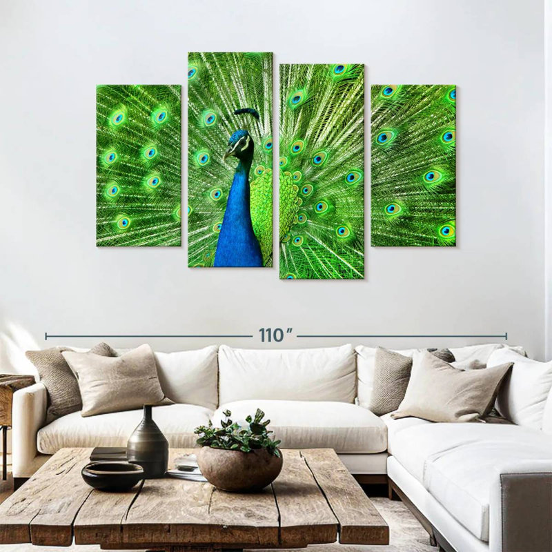 Brampt Chartreuse Green Peacock Feather, 54" H x 84" W