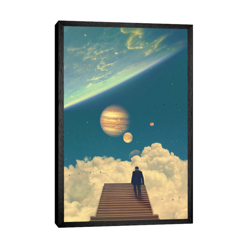 Stairway to Heaven 1 Piece Wall Art on Canvas, 101.6cm H x 66.04cm W x 3.81cm D, Black Framed